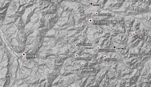Map data: OpenStreetMap contributors, SRTM. Map style: OpenTopoMap (CC-BY-SA) Sicily Cycling Club on Tour - Dolomites Edition 2027 map