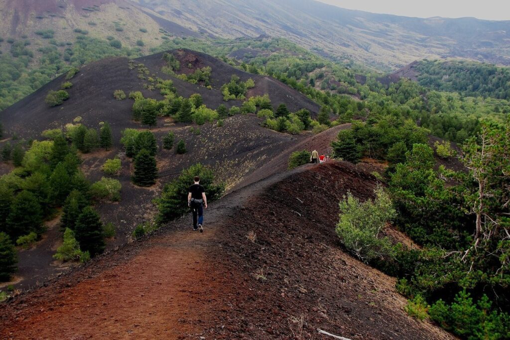 Photo: Hein Didden / Wikimedia Commons, CC BY-SA 4.0 (https://creativecommons.org/licenses/by-sa/4.0), https://commons.wikimedia.org/wiki/File:Monte_Sartorius_(37).JPG Hiking the Monti Sartorius craters, Etna